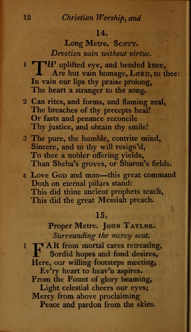 A Selection of Sacred Poetry: consisting of psalms and hymns, from Watts, Doddridge, Merrick, Scott, Cowper, Barbauld, Steele ...compiled for  the use of the Unitarian Church in Philadelphia page 12