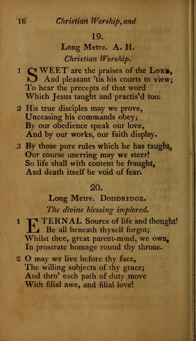 A Selection of Sacred Poetry: consisting of psalms and hymns, from Watts, Doddridge, Merrick, Scott, Cowper, Barbauld, Steele ...compiled for  the use of the Unitarian Church in Philadelphia page 16