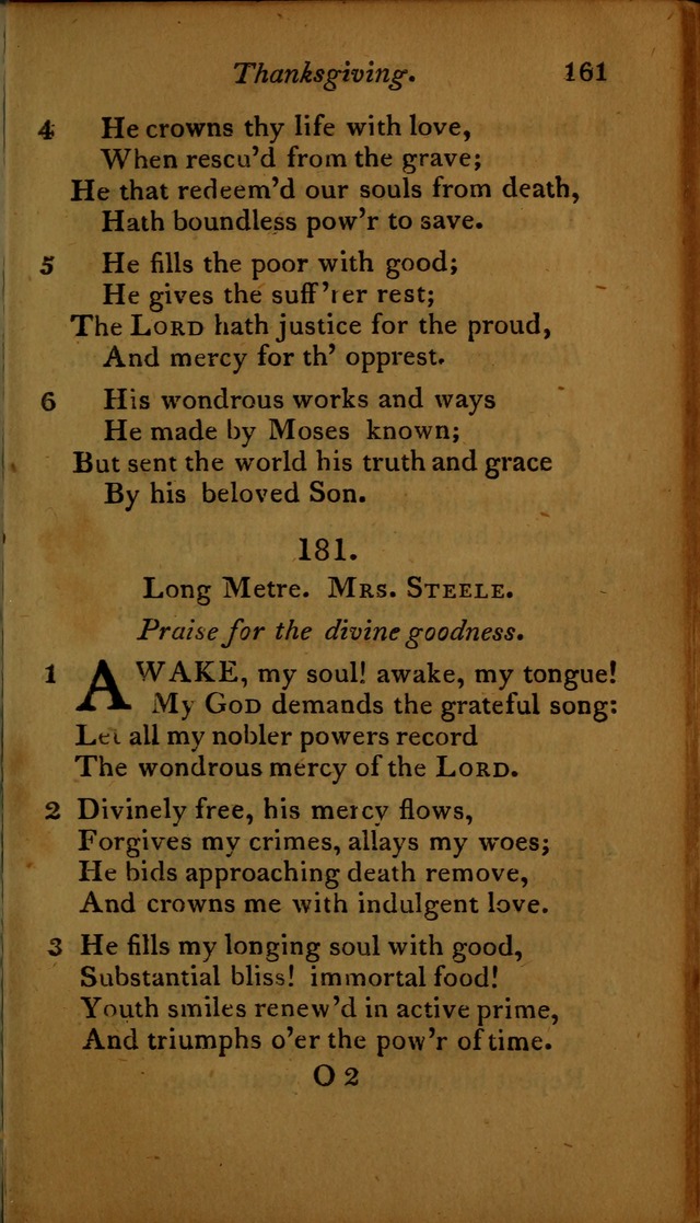 A Selection of Sacred Poetry: consisting of psalms and hymns, from Watts, Doddridge, Merrick, Scott, Cowper, Barbauld, Steele ...compiled for  the use of the Unitarian Church in Philadelphia page 161