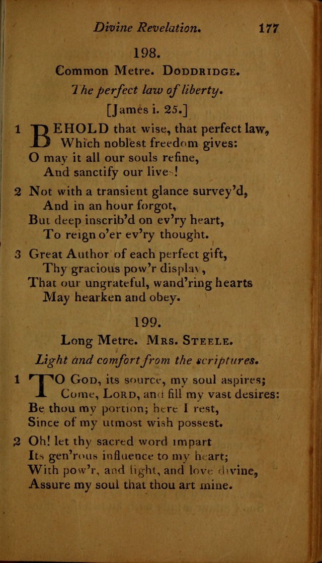 A Selection of Sacred Poetry: consisting of psalms and hymns, from Watts, Doddridge, Merrick, Scott, Cowper, Barbauld, Steele ...compiled for  the use of the Unitarian Church in Philadelphia page 177