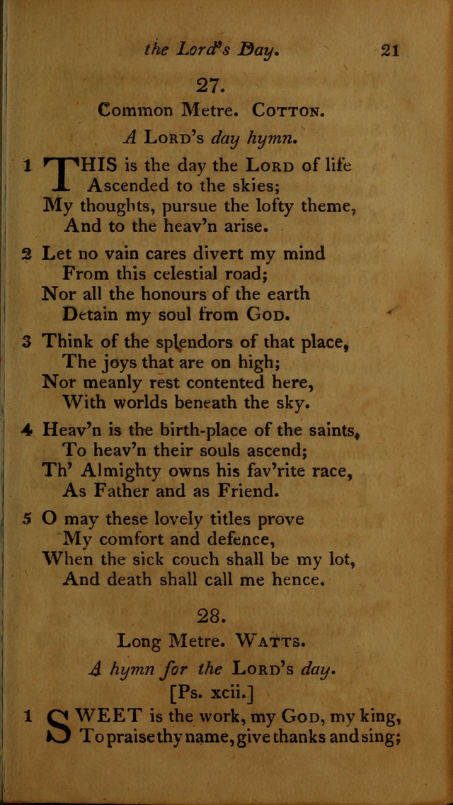 A Selection of Sacred Poetry: consisting of psalms and hymns, from Watts, Doddridge, Merrick, Scott, Cowper, Barbauld, Steele ...compiled for  the use of the Unitarian Church in Philadelphia page 21