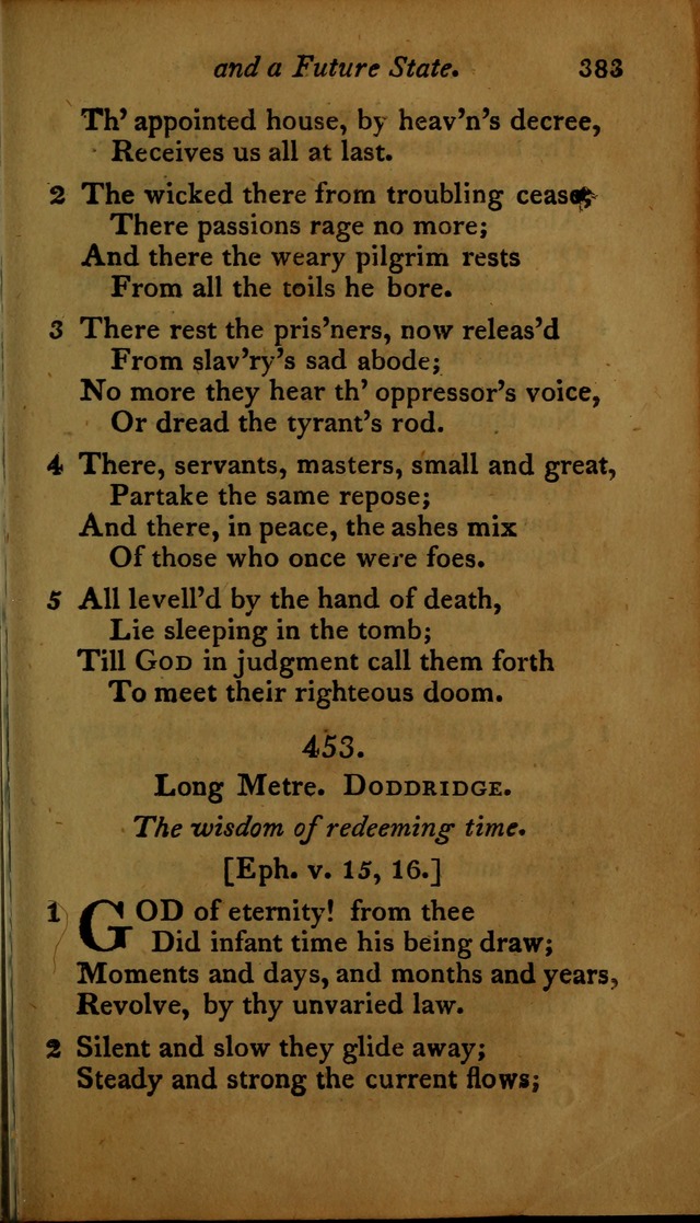 A Selection of Sacred Poetry: consisting of psalms and hymns, from Watts, Doddridge, Merrick, Scott, Cowper, Barbauld, Steele ...compiled for  the use of the Unitarian Church in Philadelphia page 383