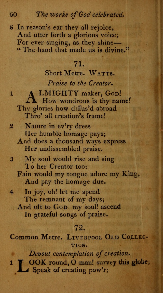 A Selection of Sacred Poetry: consisting of psalms and hymns, from Watts, Doddridge, Merrick, Scott, Cowper, Barbauld, Steele ...compiled for  the use of the Unitarian Church in Philadelphia page 60