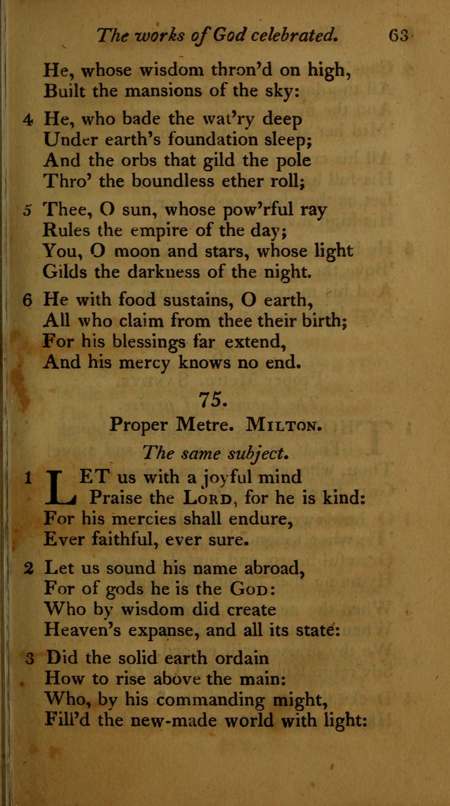 A Selection of Sacred Poetry: consisting of psalms and hymns, from Watts, Doddridge, Merrick, Scott, Cowper, Barbauld, Steele ...compiled for  the use of the Unitarian Church in Philadelphia page 63