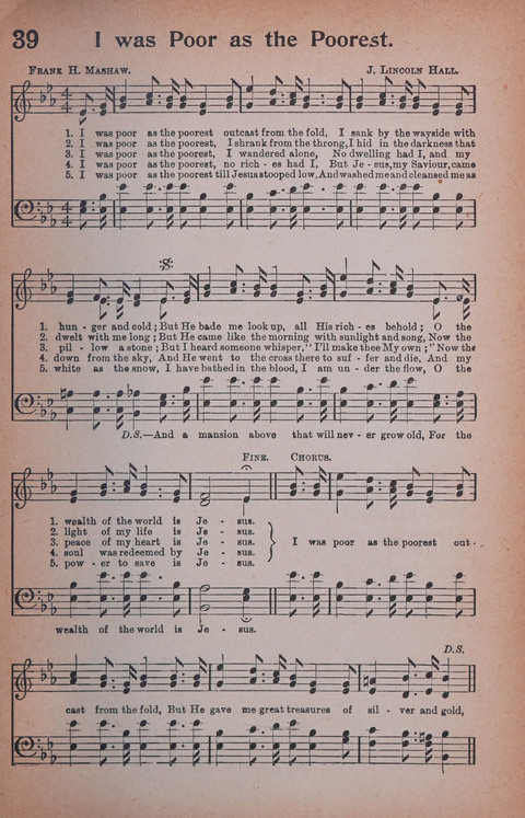 Songs of Triumph Nos. 1 and 2 Combined: 201 choice new hymns for choirs, solo singers, the home circle, etc. page 39