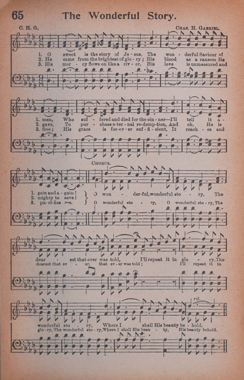 Songs of Triumph Nos. 1 and 2 Combined: 201 choice new hymns for choirs, solo singers, the home circle, etc. page 65