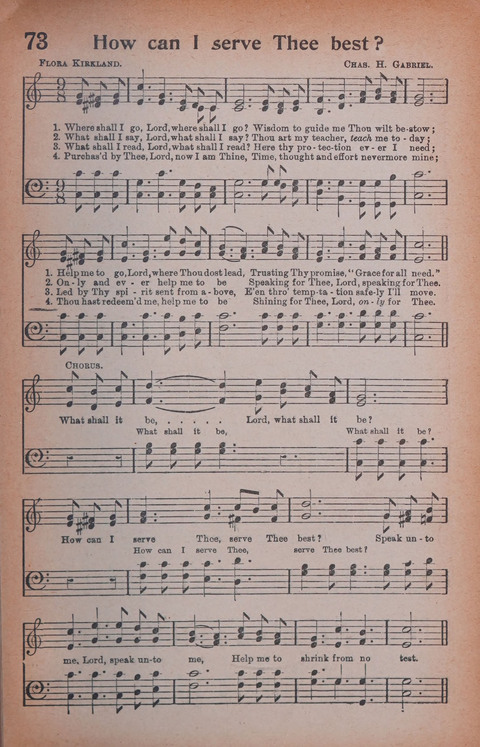 Songs of Triumph Nos. 1 and 2 Combined: 201 choice new hymns for choirs, solo singers, the home circle, etc. page 73