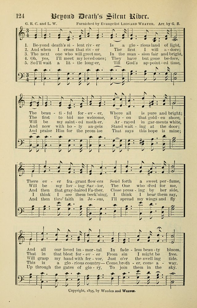 Songs of the Peacemaker: a collection of sacred songs and hymns for use in all services of the church, Sunday-school, home circle, and all kinds of evangelistic work page 124