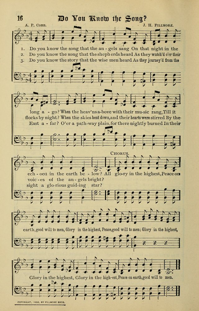 Songs of the Peacemaker: a collection of sacred songs and hymns for use in all services of the church, Sunday-school, home circle, and all kinds of evangelistic work page 16