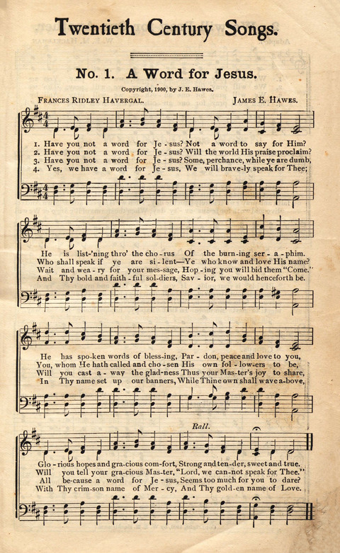 Twentieth (20th) Century Songs Part One page 1