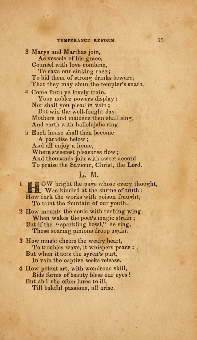 Temperance Hymn Book and Minstrel: a collection of hymns, songs and odes for temperance meetings and festivals page 35