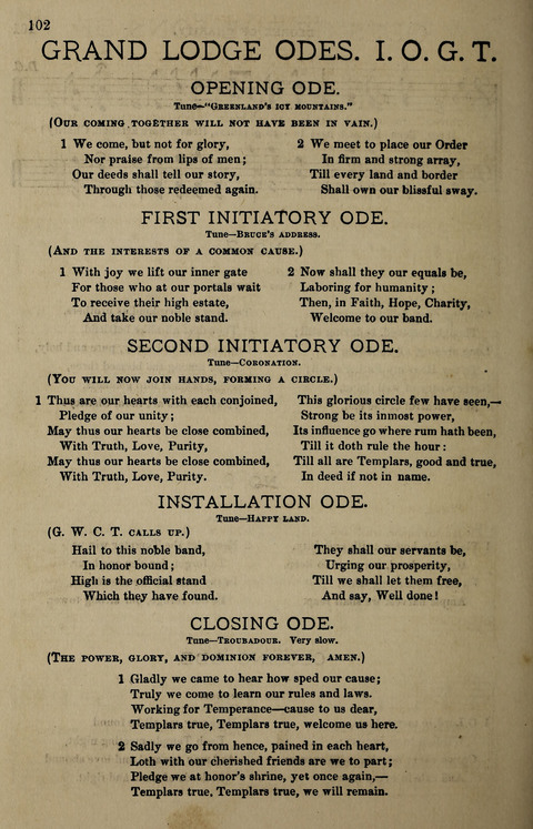 Temperance Song Herald: a collection of songs, choruses, hymns, and other pieces for the use of temperance meetings, lodges, and the home circle page 102