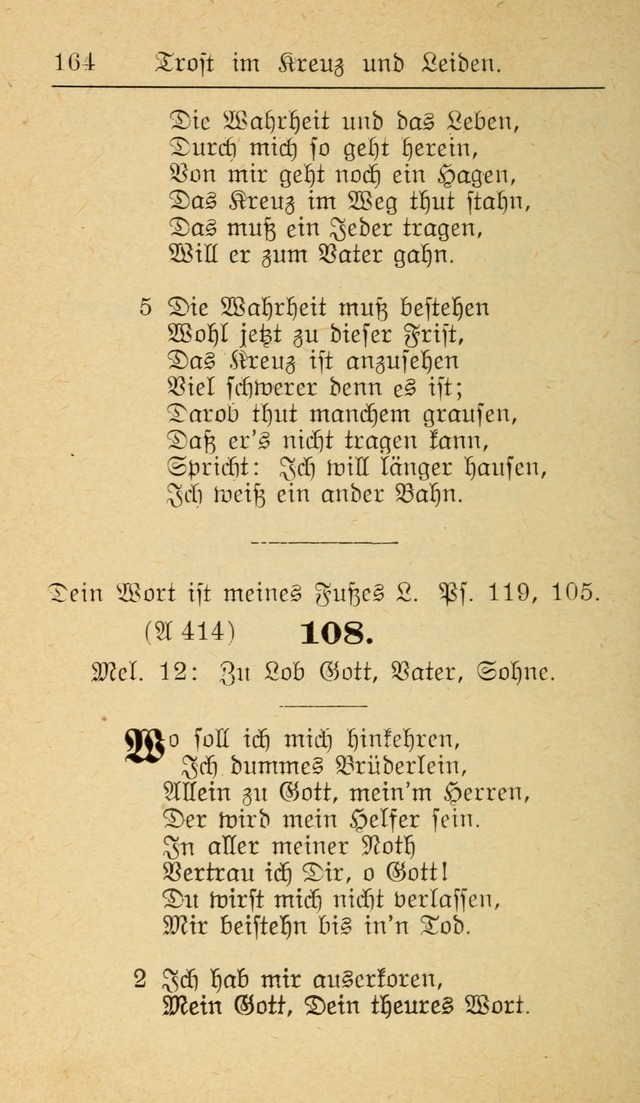 Unparteiische Liedersammlung zum Gebrauch beim Oeffentliche Gottesdienst und zur Häuslichen Erbauung (Revidirt und vehmehrt) page 164