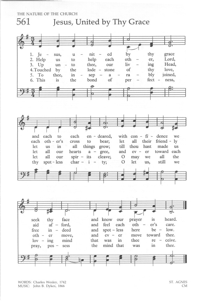 The United Methodist Hymnal 561. Jesus, United By Thy Grace - Hymnary.org