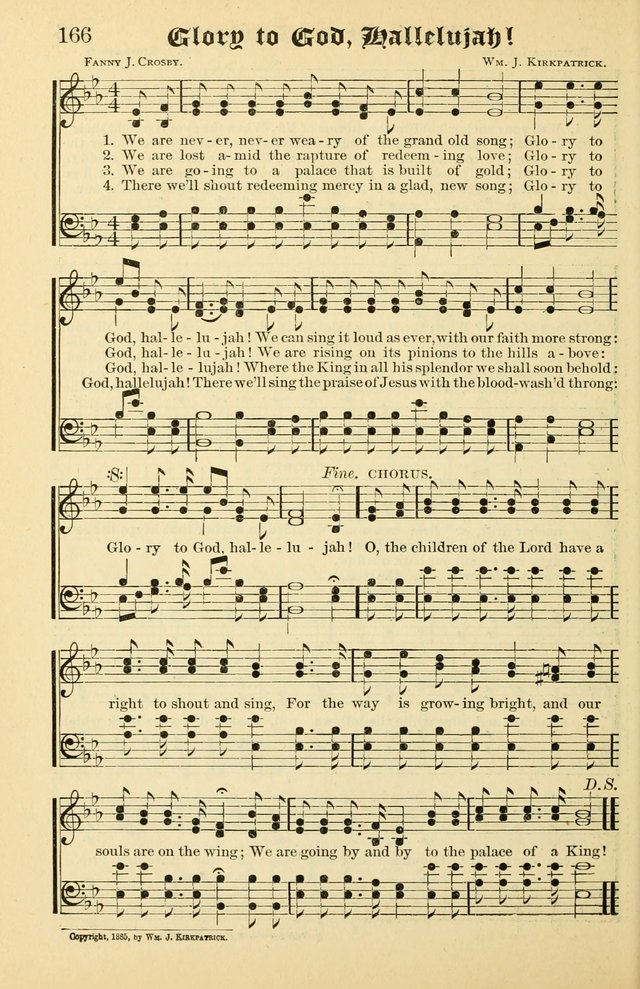Unfading Treasures: a compilation of sacred songs and hymns, adapted for use by Sunday schools, Epworth Leagues, endeavor societies, pastors, evangelists, choristers, etc. page 166