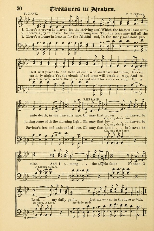 Unfading Treasures: a compilation of sacred songs and hymns, adapted for use by Sunday schools, Epworth Leagues, endeavor societies, pastors, evangelists, choristers, etc. page 20
