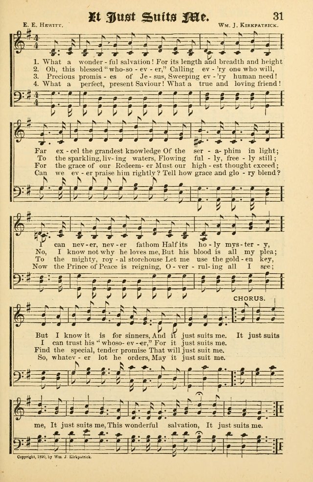 Unfading Treasures: a compilation of sacred songs and hymns, adapted for use by Sunday schools, Epworth Leagues, endeavor societies, pastors, evangelists, choristers, etc. page 31