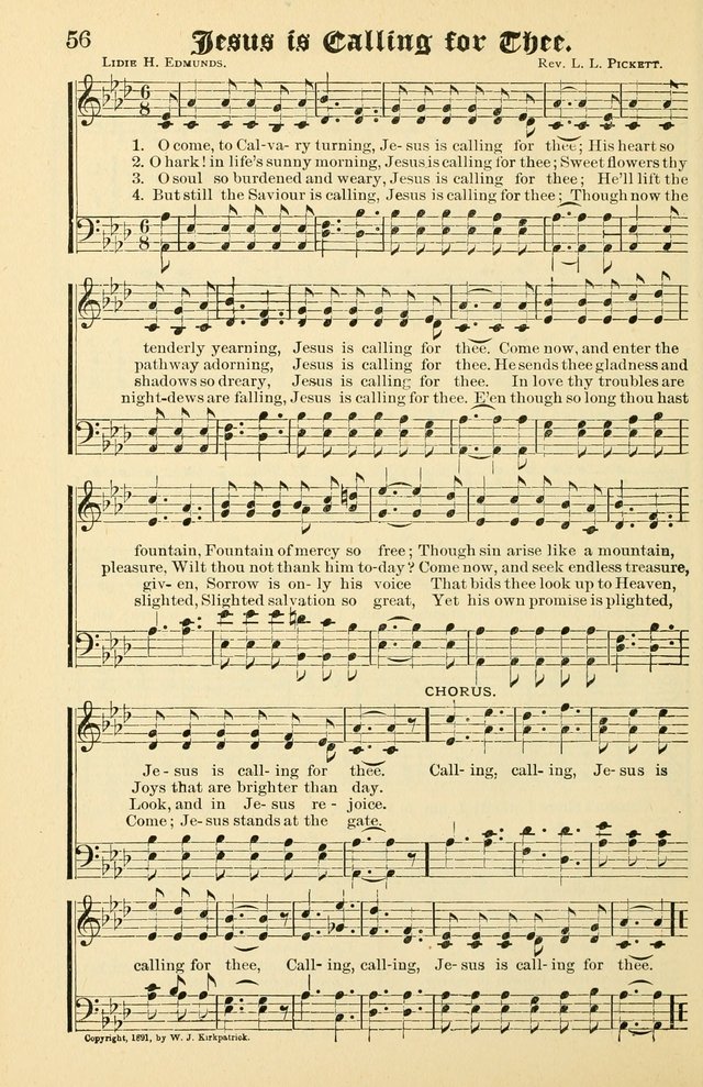 Unfading Treasures: a compilation of sacred songs and hymns, adapted for use by Sunday schools, Epworth Leagues, endeavor societies, pastors, evangelists, choristers, etc. page 56