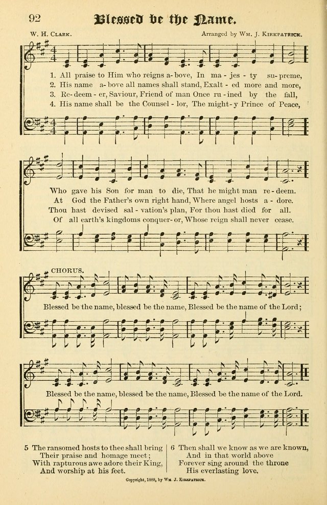 Unfading Treasures: a compilation of sacred songs and hymns, adapted for use by Sunday schools, Epworth Leagues, endeavor societies, pastors, evangelists, choristers, etc. page 92
