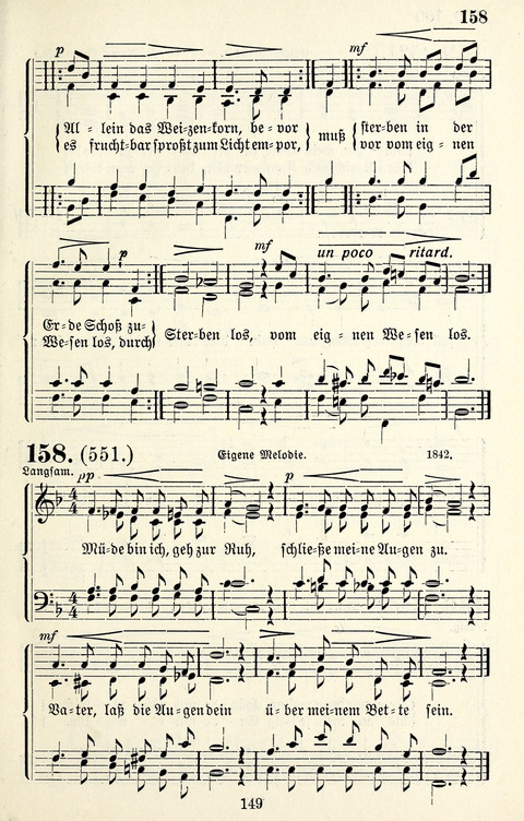 Vierstimmige Melodien für das Gesangbuch: zum gottesdienstlichen und häuslichen Gebrauch in Evangelischen Mennoniten-Gemeinden page 149