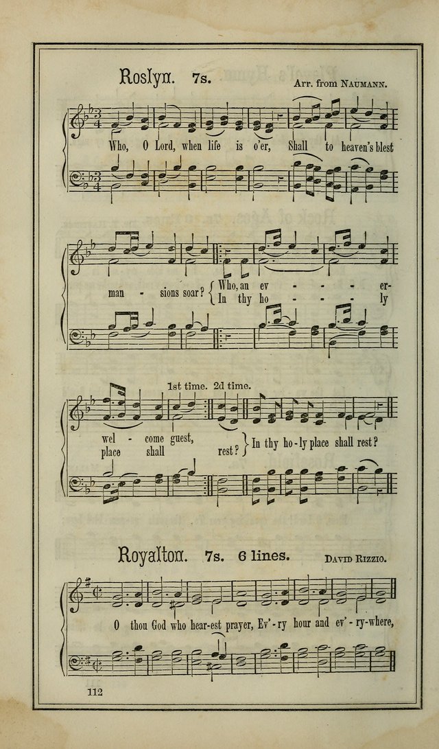 The Voice of melody: a choice collection of hymn tunes for choirs, prayer-meetings, congregations, and family use page 112