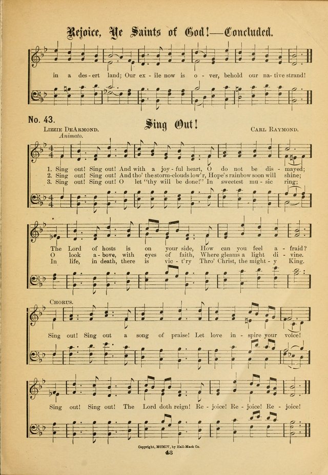 The Voice of Praise: a compilation of the very best sacred songs for use in Sunday Schools and praise services page 43