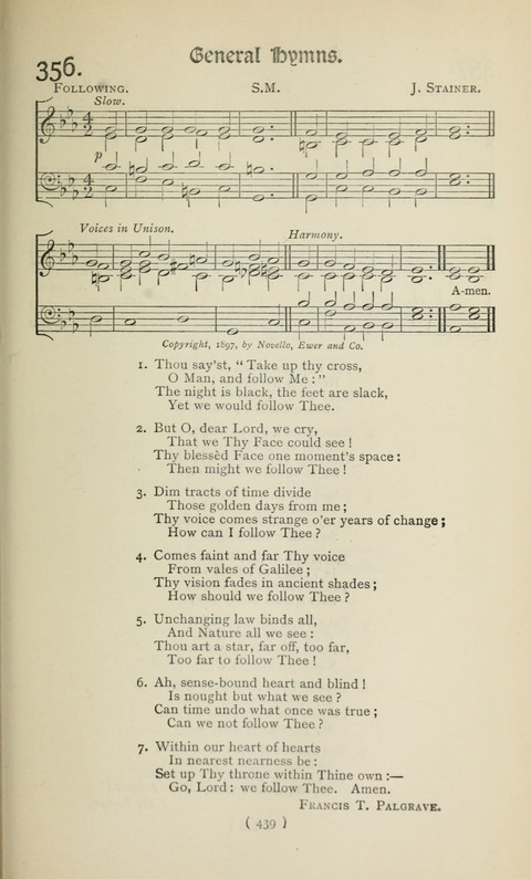 The Westminster Abbey Hymn-Book: compiled under the authority of the dean of Westminster page 439