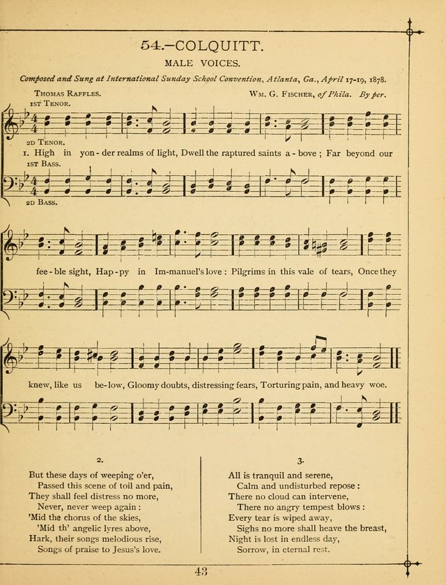 The Wreath of Gems: or strictly favorite songs and tunes for the Sunday School, and for general use in public and social worship page 43