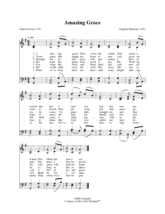 The Cyber Hymnal 144. Amazing grace! How sweet the sound | Hymnary.org