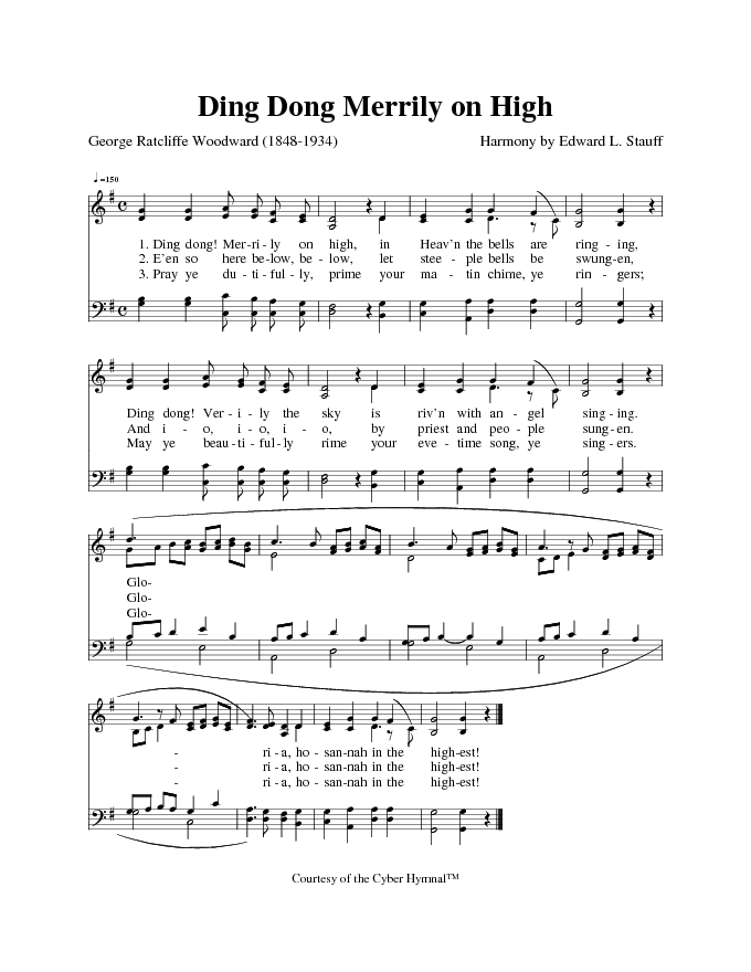 The Cyber Hymnal 1227 Ding Dong Merrily On High Hymnary Org