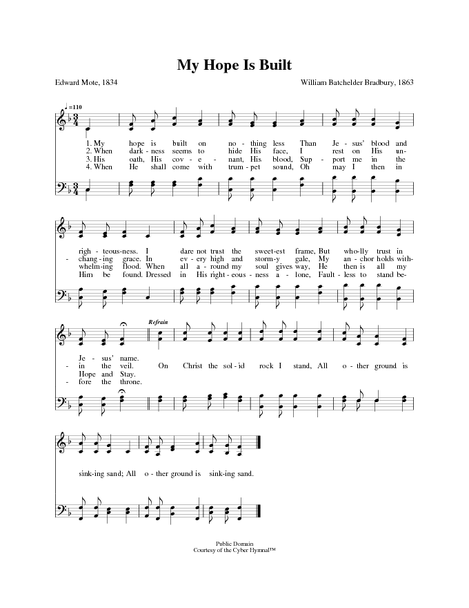 THE SOLID ROCK Aka My Hope is Built 8 X 10 Antique Hymn 