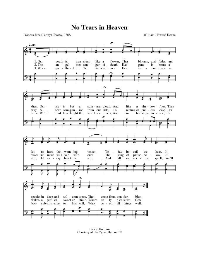 Funeral Hymn: No Tears in Heaven, lyrics, and PDF