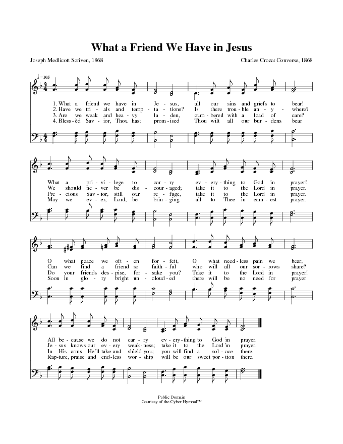 The Cyber Hymnal 7090. What a Friend we have in Jesus | Hymnary.org