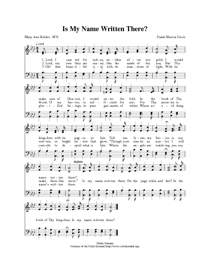 Is My Name Written There? | Hymnary.org