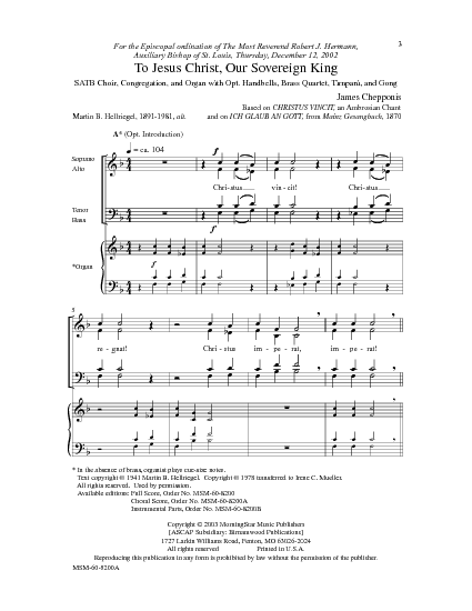 To Jesus Christ, Our Sovereign King - (Choral Score) | Hymnary.org