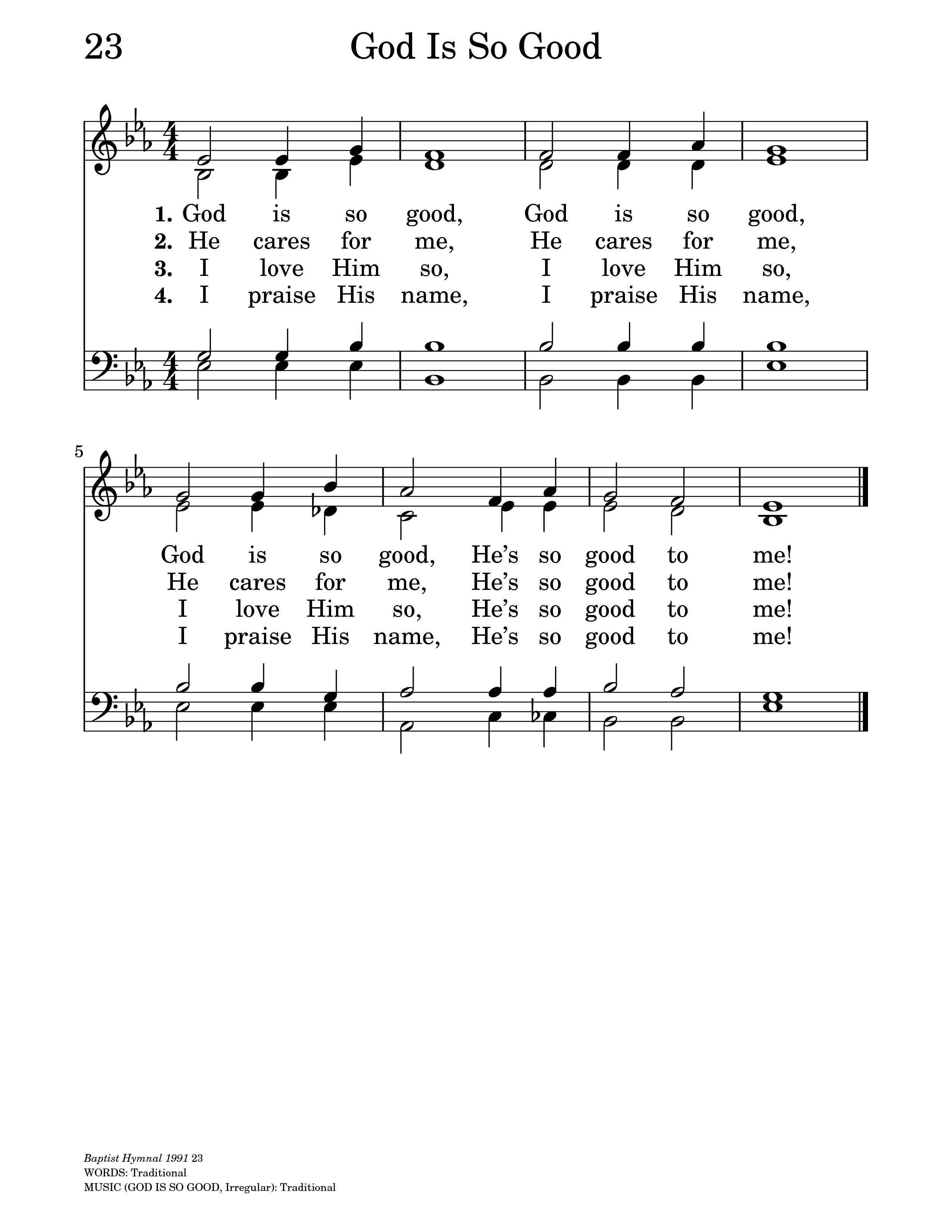 Baptist Hymnal 1991 23 God Is So Good Hymnary Org