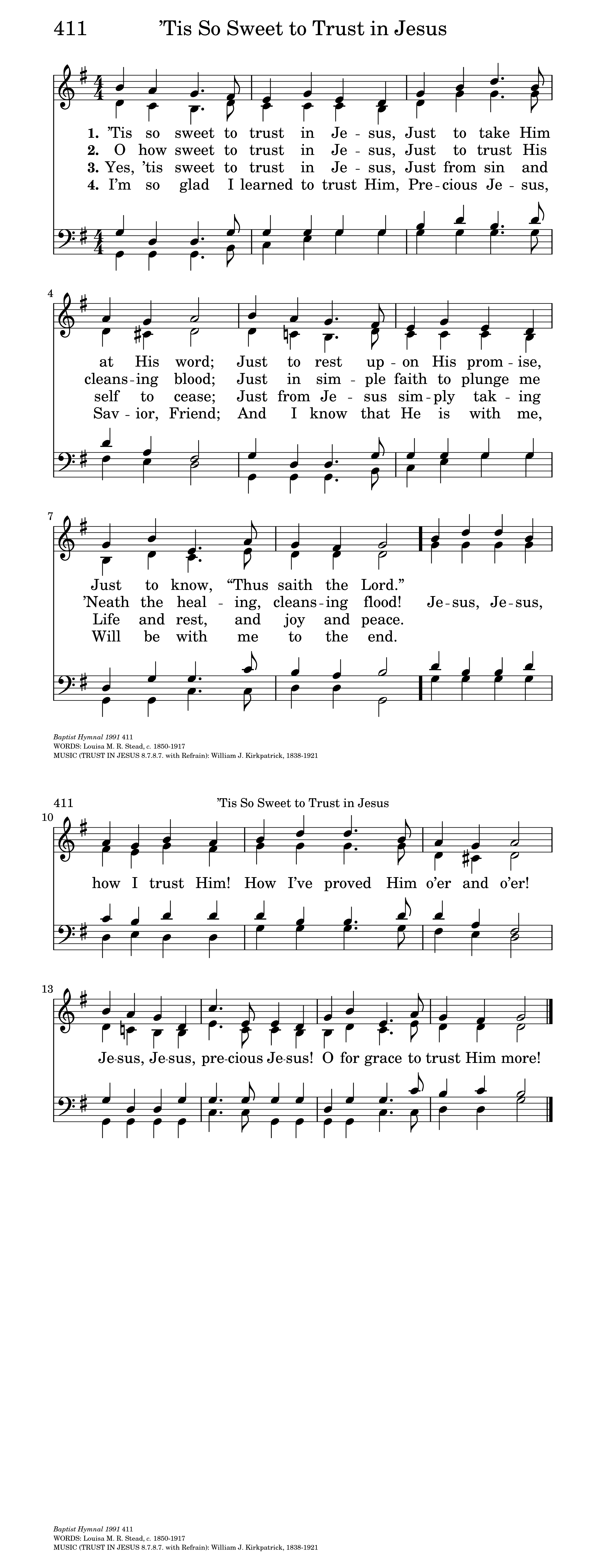 Tis So Sweet To Trust In Jesus Hymnary Org