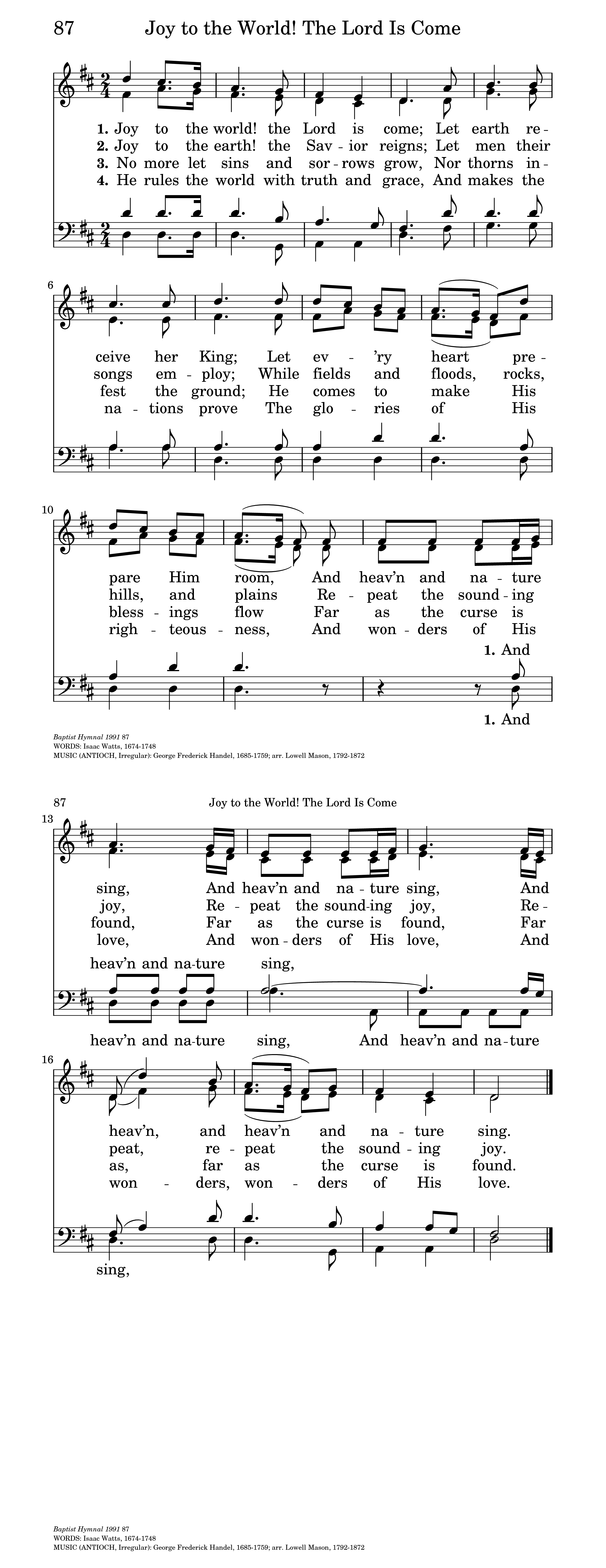 joy to the world sheet music