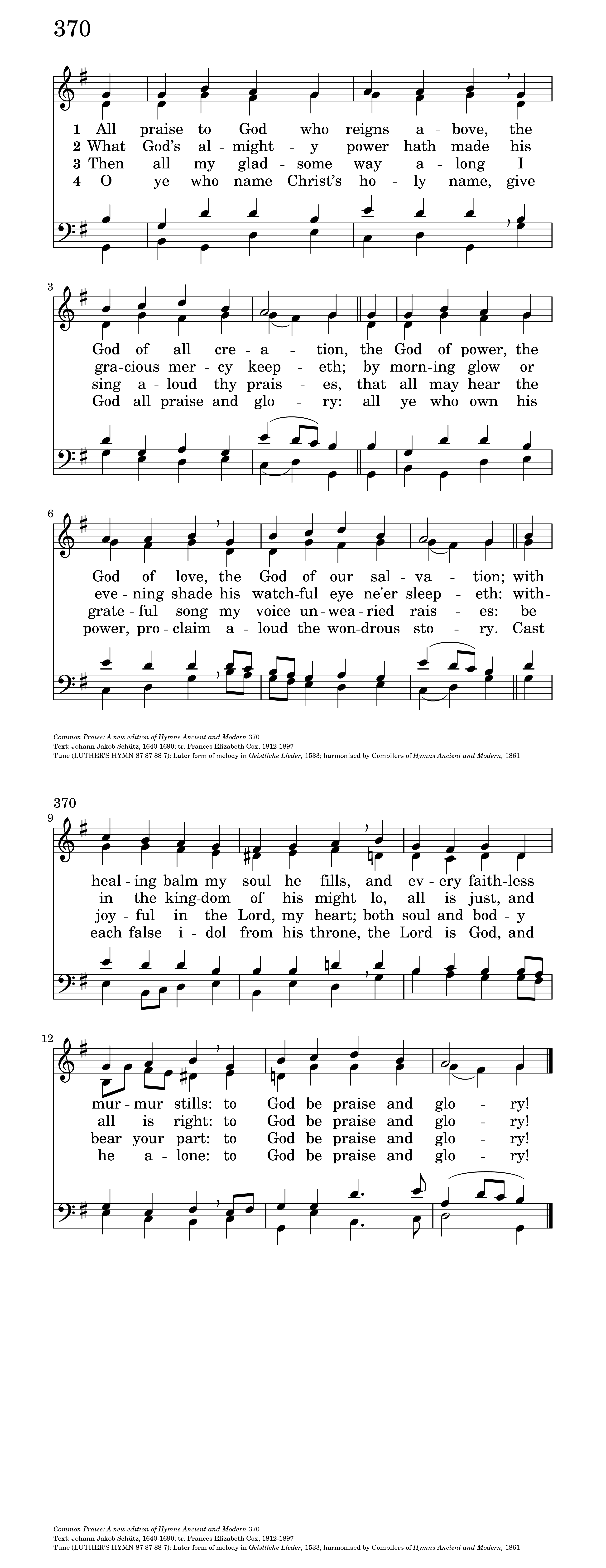 Common Praise: A new edition of Hymns Ancient and Modern 370. All praise to  God who reigns above | Hymnary.org