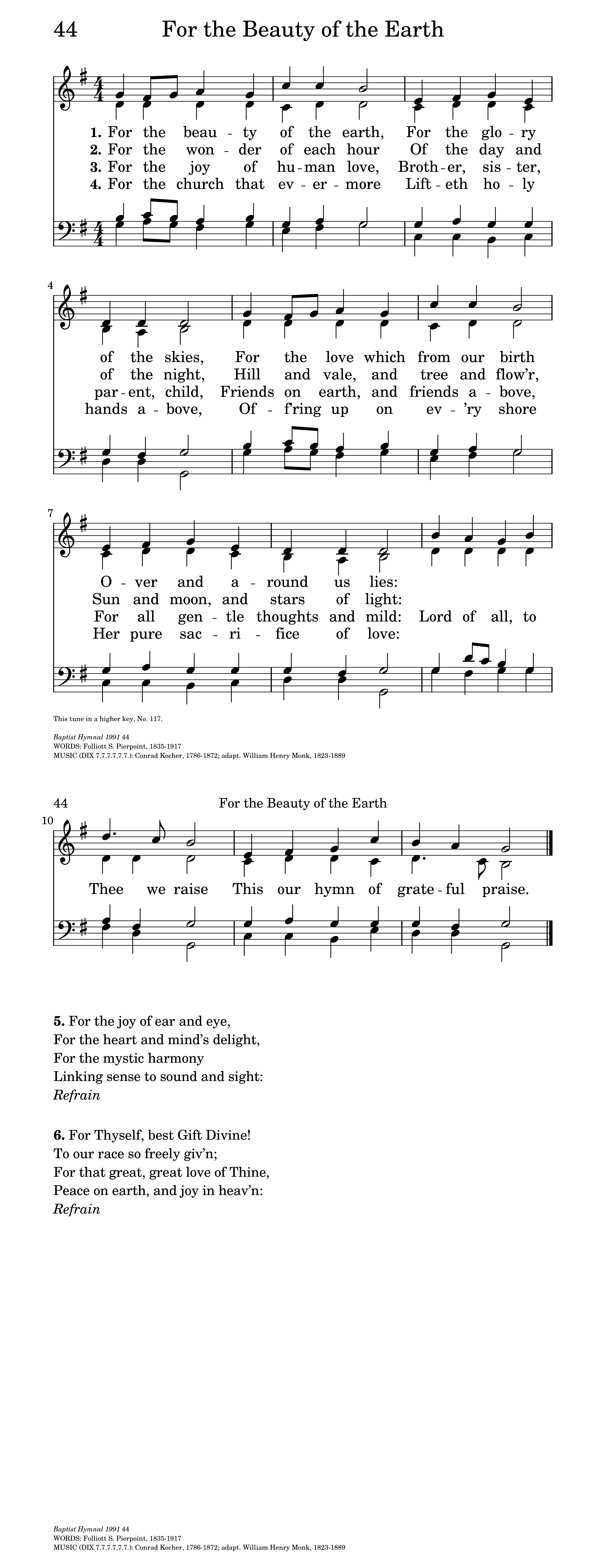 For The Beauty Of The Earth Hymnary Org