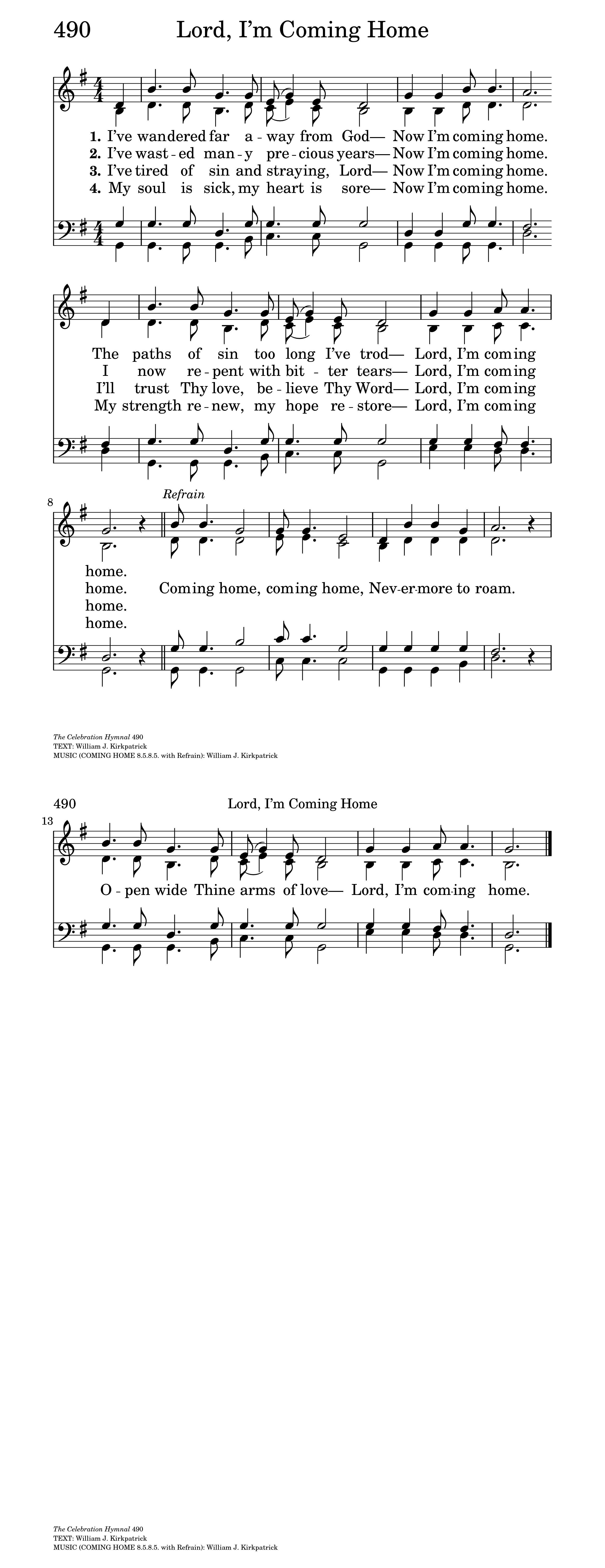 The Celebration Hymnal Songs And Hymns For Worship 490 I Ve Wandered Far Away From God Hymnary Org