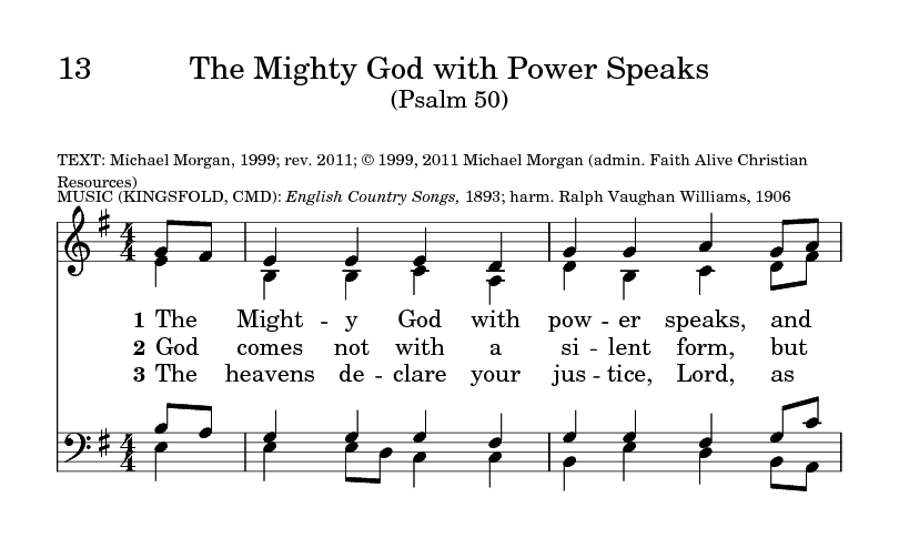 Glory To God The Presbyterian Hymnal 13 The Mighty God With Power Speaks Hymnary Org