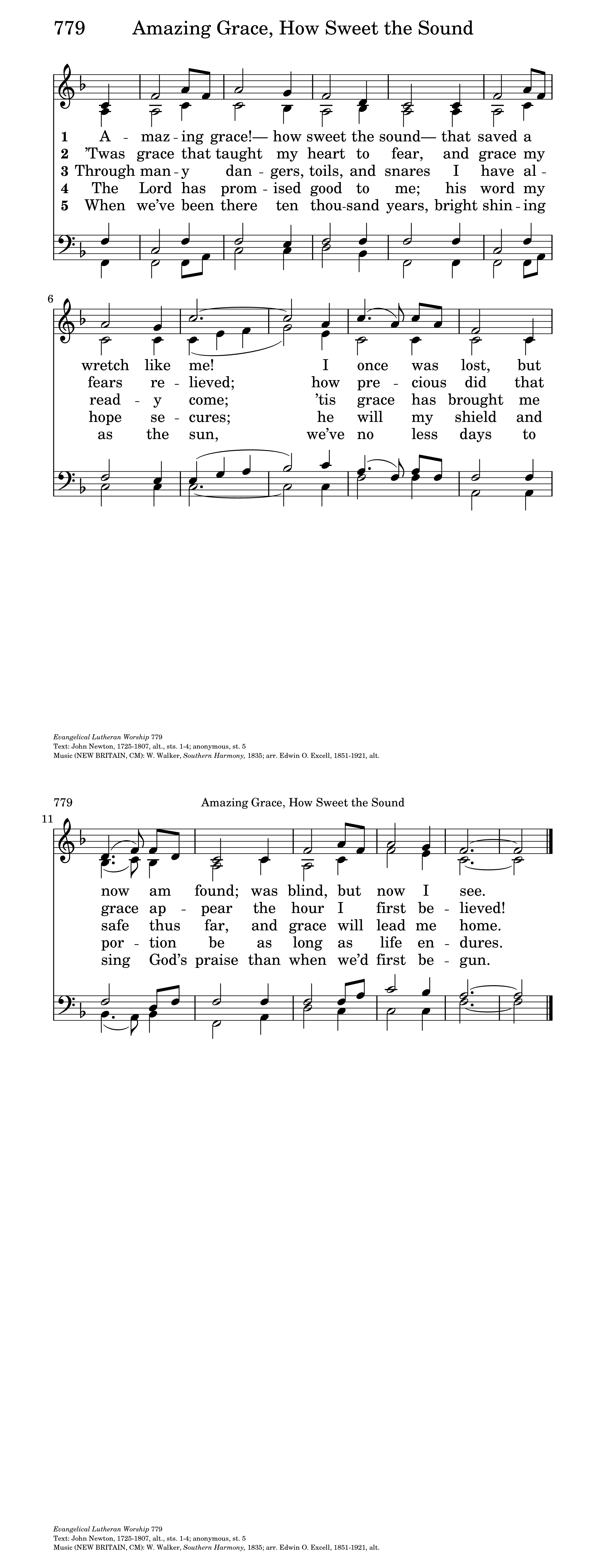 Evangelical Lutheran Worship 779. Amazing grace!– how sweet the