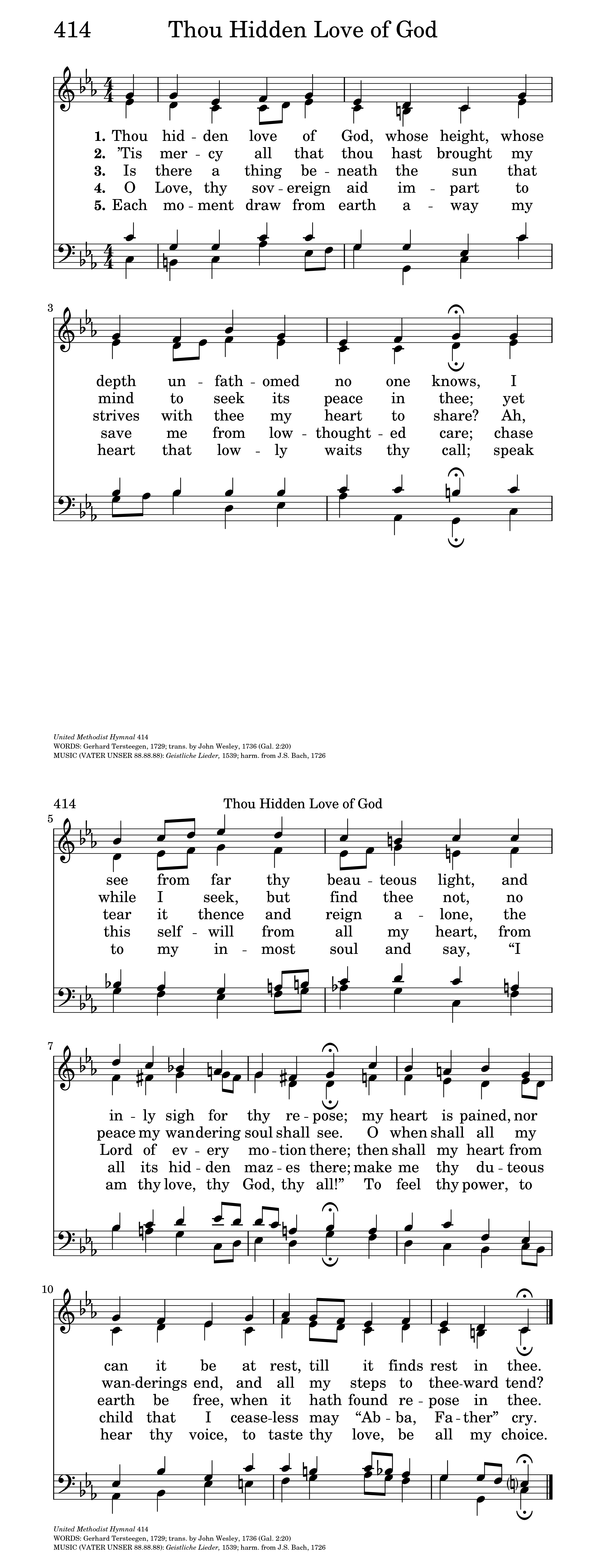 Methodist Hymn-Book 573. Thou hidden love of God, whose height