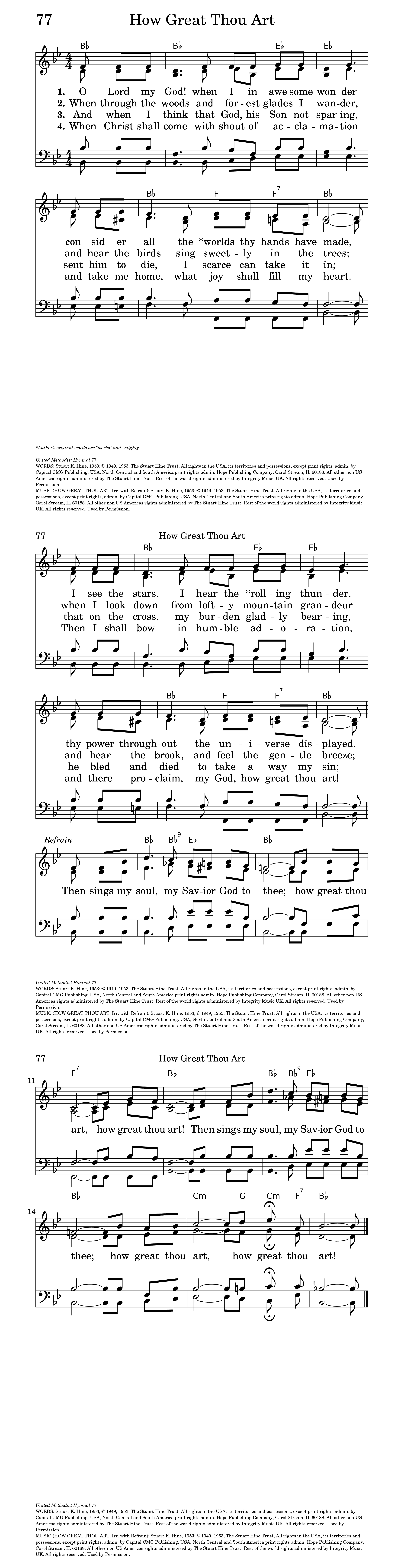 The United Methodist Hymnal 77 O Lord My God When I In Awesome Wonder Hymnary Org