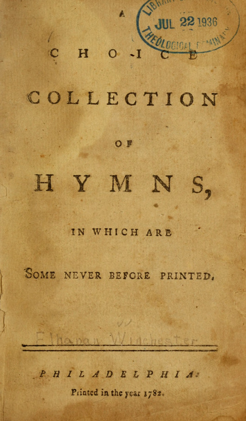 A Choice Collection of Hymns, in which are some never before printed page 1