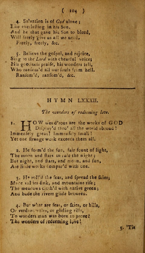 A Choice Collection of Hymns, in which are some never before printed page 104