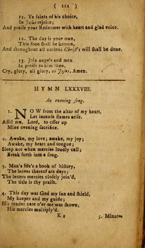 A Choice Collection of Hymns, in which are some never before printed page 111