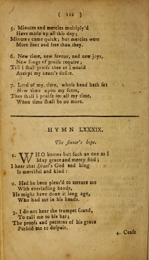 A Choice Collection of Hymns, in which are some never before printed page 112
