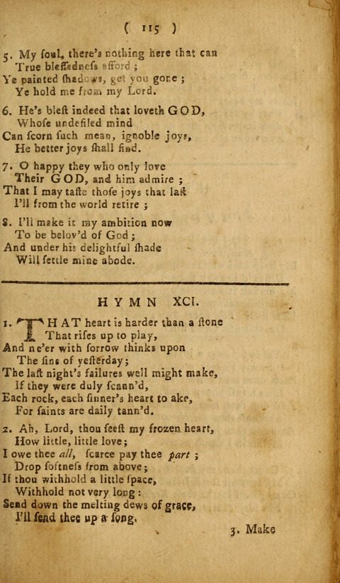 A Choice Collection of Hymns, in which are some never before printed page 115